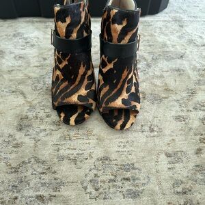 Louise et Cie Black and Brown Animal Print Ankle Booties